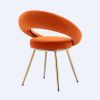 Orange Velvet Modern accent/Conversation Lounge Chair With Gold Plated Legs; unique appearance; Suitable For Office; Lounge; Living Room