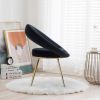 Black Velvet Modern accent/Conversation Lounge Chair With Gold Plated Legs; unique appearance; Suitable For Office; Lounge; Living Room