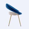 Navy Blue+Off-White Velvet Modern accent/Conversation Lounge Chair With Gold Plated Legs; unique appearance; Suitable For Office; Lounge; Living Room