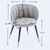 Grey velvet lounge chair; black metal feet; unique back design; suitable for office; living room; bedroom