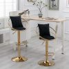 Black velvet bar chair; pure gold plated; unique design; 360 degree rotation; adjustable height; Suitable for dinning room and bar; set of 2