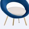 Navy Blue+Off-White Velvet Modern accent/Conversation Lounge Chair With Gold Plated Legs; unique appearance; Suitable For Office; Lounge; Living Room