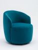 Velvet Fabric Swivel Accent Armchair Barrel Chair With Black Powder Coating Metal Ring; Teal