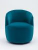 Velvet Fabric Swivel Accent Armchair Barrel Chair With Black Powder Coating Metal Ring; Teal