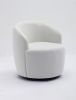 Velvet Fabric Swivel Accent Armchair Barrel Chair With Black Powder Coating Metal Ring; White