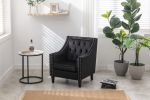 Velvet Accent Chair; Modern and Cozy Sofa Chair with Wood Legs; Tufted Accent Armchair for Living Room/Bedroom/Office/Guest Room; BLACK