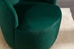 Velvet Fabric Swivel Accent Armchair Barrel Chair With Black Powder Coating Metal Ring; Green