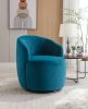 Velvet Fabric Swivel Accent Armchair Barrel Chair With Black Powder Coating Metal Ring; Teal