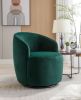 Velvet Fabric Swivel Accent Armchair Barrel Chair With Black Powder Coating Metal Ring; Green