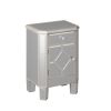 25.59" Tall Champagne Mirrored Nightstand; Mirrored Bedside Cabinet for Bedroom; End Table with Drawer for Living Room