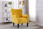 Stylish Living Room Furniture 1pc Accent Chair Yellow Fabric Button-Tufted Back Rolled-Arms Black Legs Modern Design Furniture