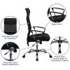 High Back Black Split Leather Chair with Mesh Back [BT-905-GG]