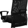 High Back Black Split Leather Chair with Mesh Back [BT-905-GG]