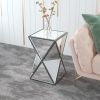 Mirrored End Table; Mirrored Nightstand; Silver Side Table for Bedroom Living Room