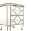 Elegant Mirrored 2-Drawer Nightstand End Table with Golden Lines for Living Room; Bedroom