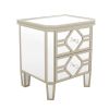 Elegant Mirrored 2-Drawer Nightstand End Table with Golden Lines for Living Room; Bedroom