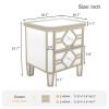 Elegant Mirrored 2-Drawer Nightstand End Table with Golden Lines for Living Room; Bedroom