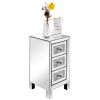 Modern and Contemporary Mirror Surface With Diamond 3-Drawers Nightstand Bedside Table