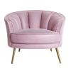 Modern Velvet Accent Barrel Chair Leisure Accent Chair Living Room Upholstered Armchair Vanity Chair for Bedroom Meeting Room; Pink