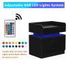 Nightstand with 2 Drawers; USB Charging Ports; Wireless Charging and Remote Control LED Light-Black