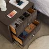 B108-TA Simple beautiful double-decker nightstand; metal legs with Electroplate; Brown Flannelette