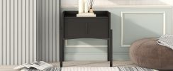 Nightstand with Drawer ; Storage Bedside Table with USB Charging Ports- Black