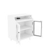 Nightstand with Storage Shelves and Cabinets for Living Room/Bedroom; Glass Door; USB Charging; White