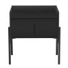 Nightstand with Drawer ; Storage Bedside Table with USB Charging Ports- Black