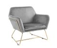 Keira Gray Velvet Accent Chair with Metal Base