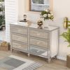 Elegant Mirrored Dresser with 6 Drawers; Modern Silver Finished Dresser 56.1&ldquo;L x 18.1&rdquo; W x 36.4&rdquo; H for Living Room Bedroom