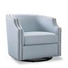 Ayden Sky Blue Swivel Barrel Chair