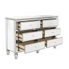 Elegant Mirrored Dresser with 6 Drawers; Modern Silver Finished Dresser 56.1&ldquo;L x 18.1&rdquo; W x 36.4&rdquo; H for Living Room Bedroom