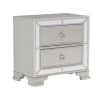 Modern Traditional Style 1pc Nightstand of 2 Drawers Embossed Textural Fronts Silver Finish Bed Side Table