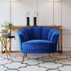 Modern Velvet Accent Barrel Chair Leisure Accent Chair Living Room Upholstered Armchair Vanity Chair for Bedroom Meeting Room; Blue