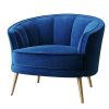 Modern Velvet Accent Barrel Chair Leisure Accent Chair Living Room Upholstered Armchair Vanity Chair for Bedroom Meeting Room; Blue