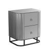 Mirrored Nightstand; Mirrored Bedside Table; Grey End Table for Bedroom; Living Room (Black Iron Frame)