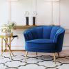 Modern Velvet Accent Barrel Chair Leisure Accent Chair Living Room Upholstered Armchair Vanity Chair for Bedroom Meeting Room; Blue