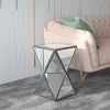 Mirrored End Table; Mirrored Nightstand; Silver Side Table for Bedroom Living Room