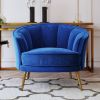 Modern Velvet Accent Barrel Chair Leisure Accent Chair Living Room Upholstered Armchair Vanity Chair for Bedroom Meeting Room; Blue