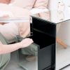 Mirrored Nightstand; LED Nightstand; Smart Bedside Table; Silver End Table (Built-in 142 Dynamic Effects and 18 Music Effects)