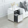 Mirrored Nightstand; LED Nightstand; Smart Bedside Table; Silver End Table (Built-in 142 Dynamic Effects and 18 Music Effects)