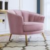 Modern Velvet Accent Barrel Chair Leisure Accent Chair Living Room Upholstered Armchair Vanity Chair for Bedroom Meeting Room; Pink