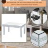 ON-TREND Fashionable Modern Glass Mirrored Coffee Table; Easy Assembly Cocktail Table with Crystal Design and Adjustable Height Legs; Silver