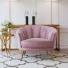 Modern Velvet Accent Barrel Chair Leisure Accent Chair Living Room Upholstered Armchair Vanity Chair for Bedroom Meeting Room; Pink