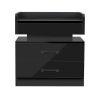 Nightstand with 2 Drawers; USB Charging Ports; Wireless Charging and Remote Control LED Light-Black