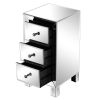 3-Drawer Mirrored Nightstand End Tables Bedside Table for Bedroom, Living Room, Silver