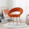 Orange Velvet Modern accent/Conversation Lounge Chair With Gold Plated Legs; unique appearance; Suitable For Office; Lounge; Living Room