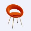 Orange Velvet Modern accent/Conversation Lounge Chair With Gold Plated Legs; unique appearance; Suitable For Office; Lounge; Living Room