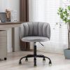 Zen Zone Velvet Leisure office chair; suitable for study and office; can adjust the height; can rotate 360 degrees; with pulley; Grey