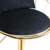 Black velvet bar chair; pure gold plated; unique design; 360 degree rotation; adjustable height; Suitable for dinning room and bar; set of 2